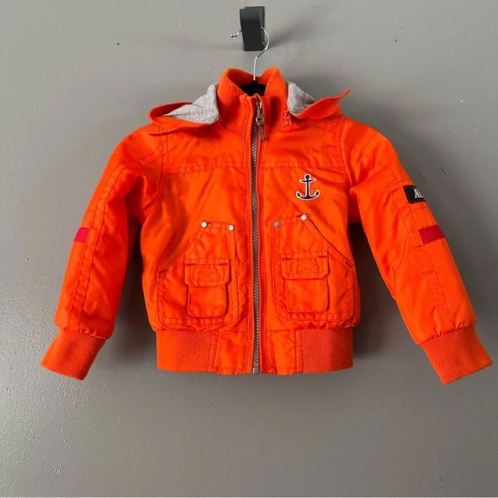 Lief! Infant/Toddler Zip Up Hooded Bomber Jacket | Orange